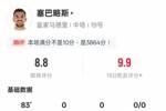 塞巴略斯本场数据：6拦截7抢断均为全场最多+3关键传球，评分8.8